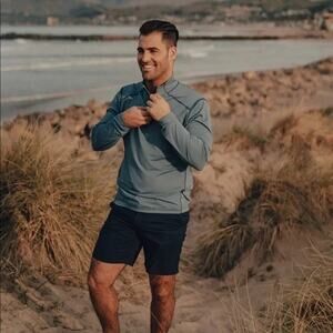 The Normal Brand Blue Seam Performance 1/2 Zip Athlesuire Activewear | Sz Small